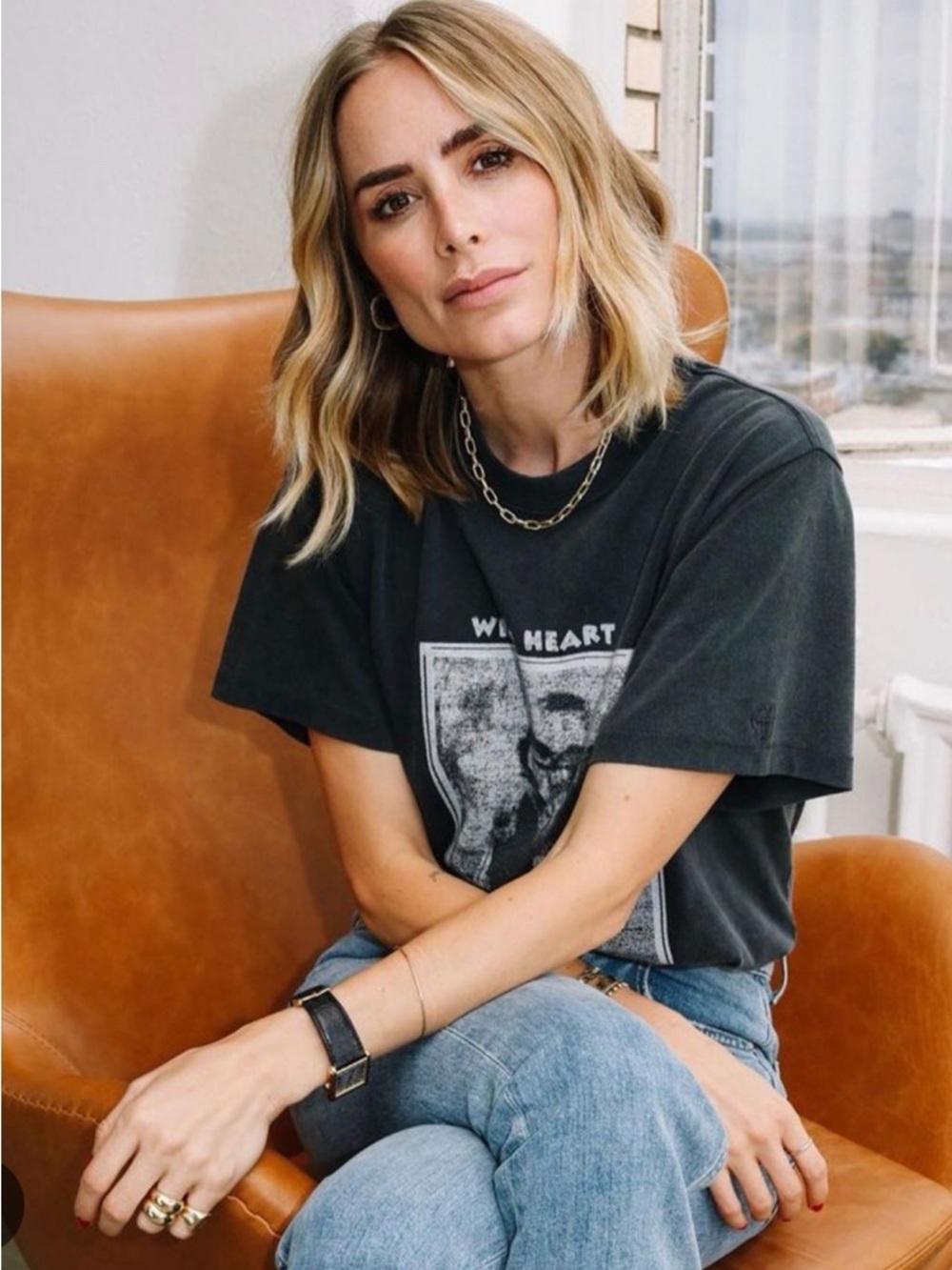 Anine Bing Georgie Mohawk Wild Heart Tee Size XS - Picture 2 of 6